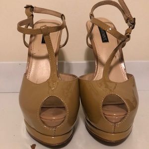 Shoe Mint Mia patent leather peep toe t-strap stiletto